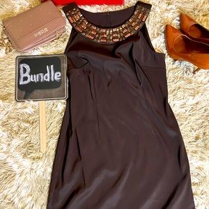 DRESS SALE $20 Brown dress with collar design from Dress Barn 3A